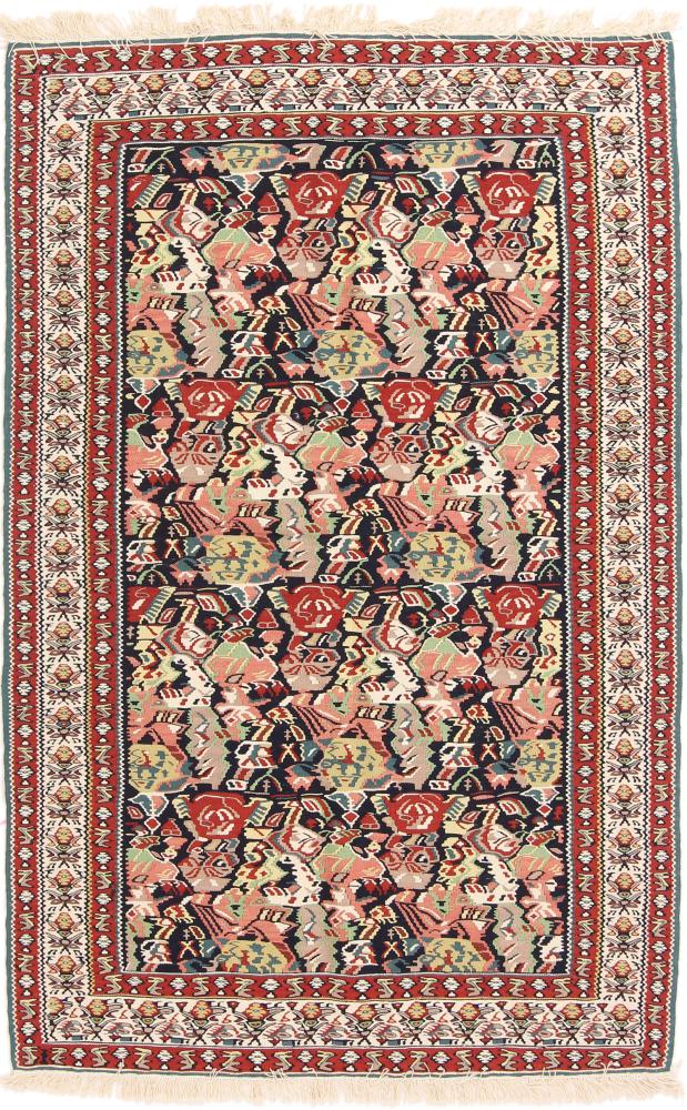 Tapete persa Kilim Fars Fio de Seda 151x96 151x96, Tapete persa Tecido à mão