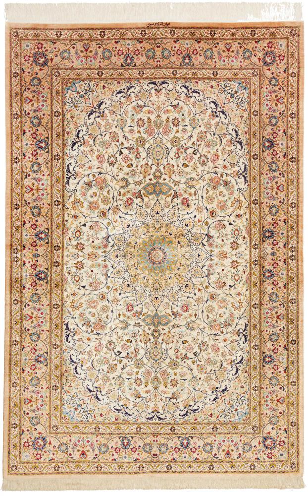 Persisk tæppe Ghom Silke 199x132 199x132, Persisk tæppe Knyttet i hånden