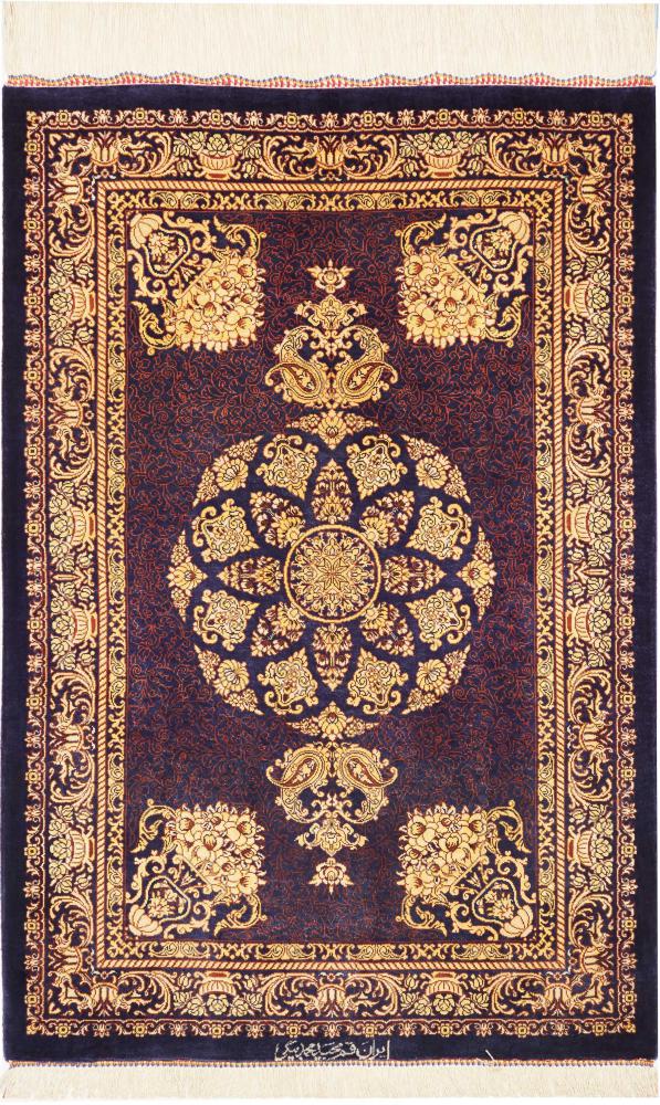 Perzisch tapijt Qum Zijde 91x62 91x62, Perzisch tapijt Handgeknoopte
