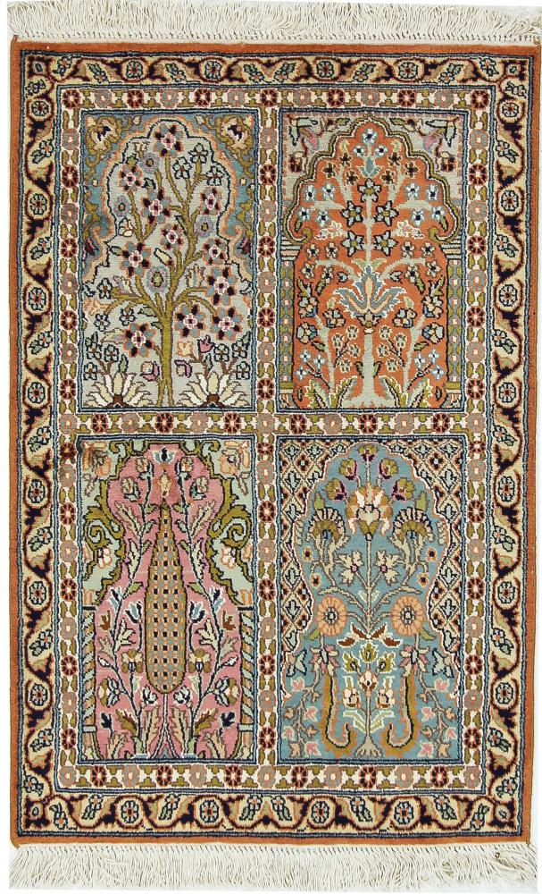 Tapis indien Cachemire Pure Soie 95x63 95x63, Tapis persan Noué à la main