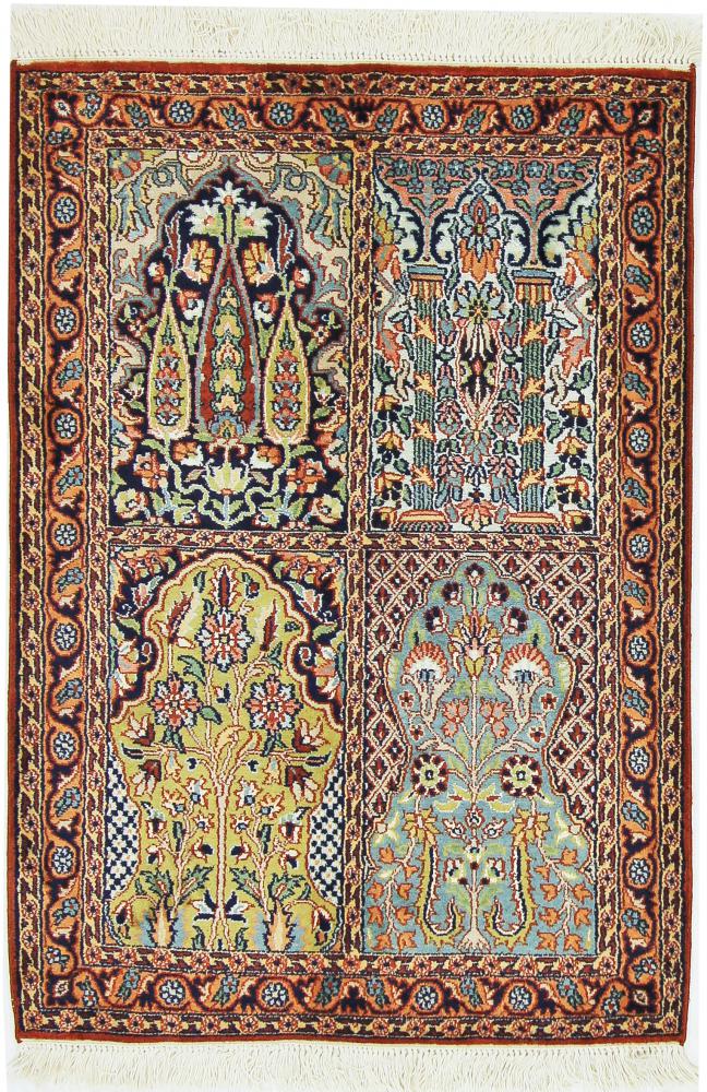 Tapis indien Cachemire Pure Soie 96x68 96x68, Tapis persan Noué à la main