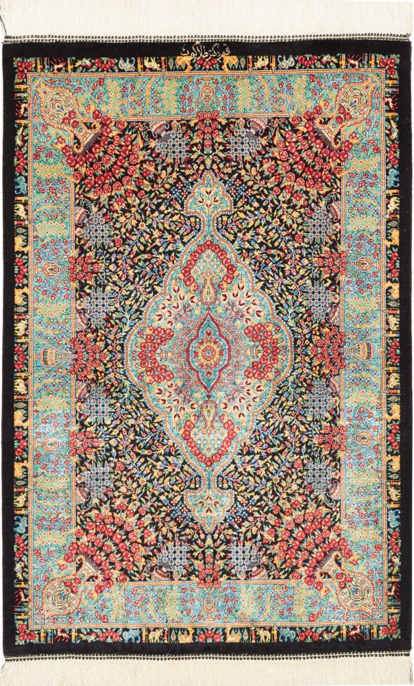 Perzisch tapijt Qum Zijde 90x62 90x62, Perzisch tapijt Handgeknoopte