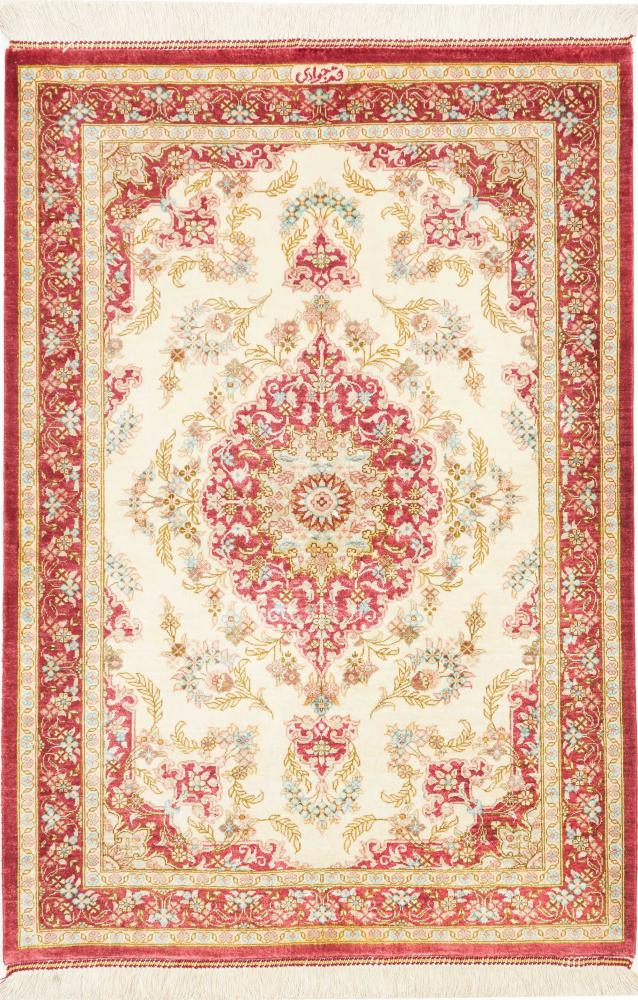 Perzisch tapijt Qum Zijde 88x61 88x61, Perzisch tapijt Handgeknoopte