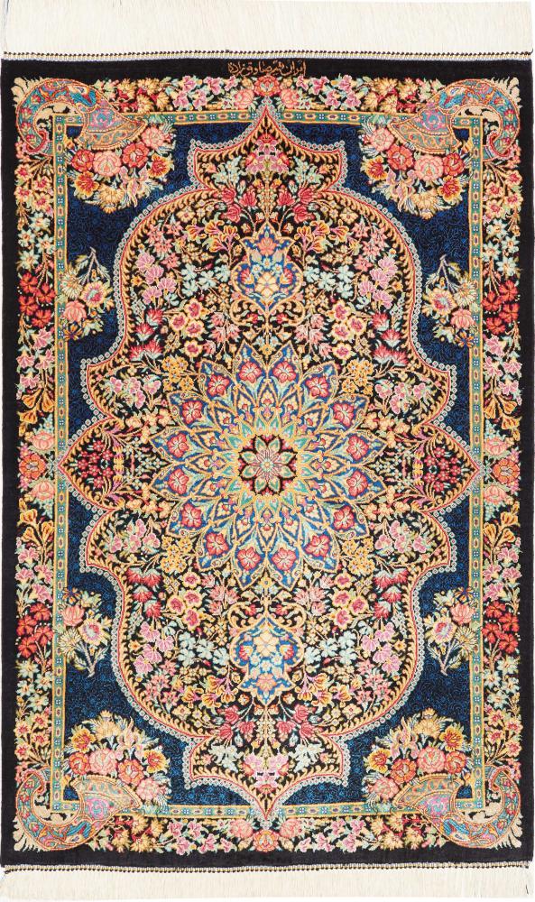Perzisch tapijt Qum Zijde 90x61 90x61, Perzisch tapijt Handgeknoopte