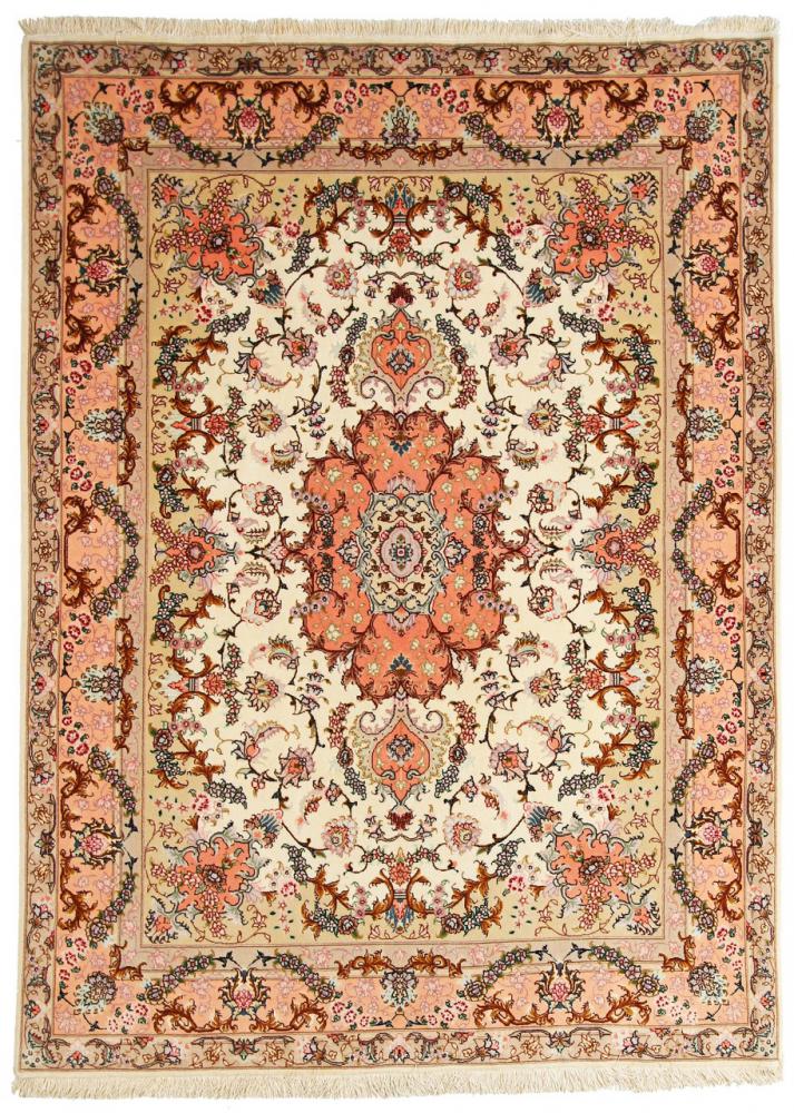 タブリーズ 60Raj シルクnkette ペルシャ絨毯 205x150 cm – 手作りの