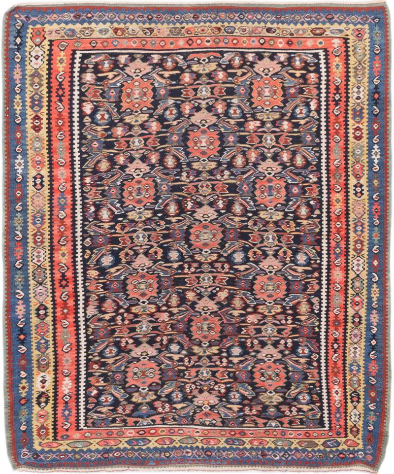 Tapis persan Senneh 137x121 137x121, Tapis persan Noué à la main