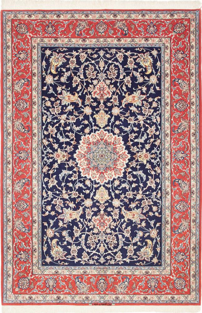 Tapis persan Ispahan Chaîne de Soie 231x158 231x158, Tapis persan Noué à la main