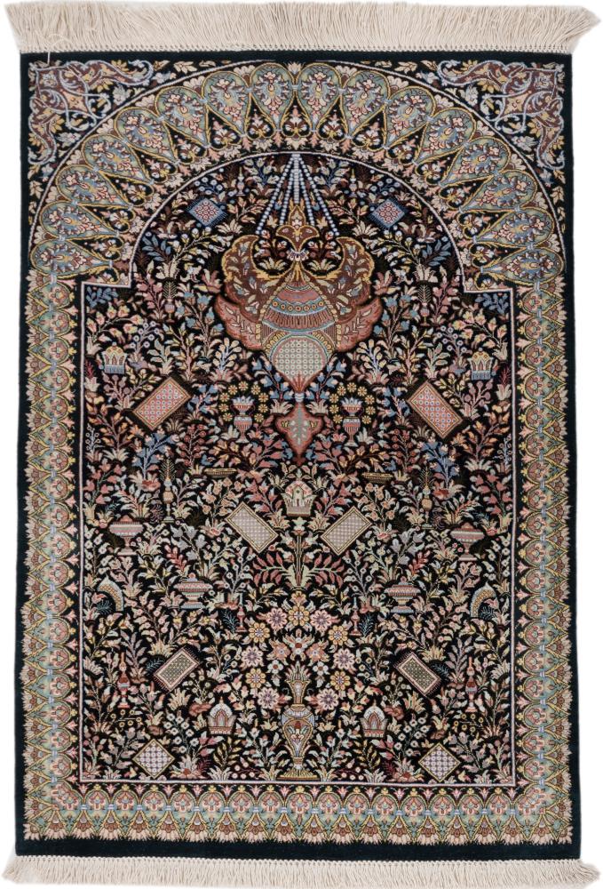 Persian Rug Qum Silk 3'1"x2'0" 3'1"x2'0", Persian Rug Knotted by hand