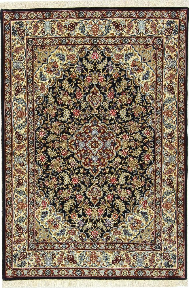 Tapete persa Isfahan Fio de Seda 4'10"x3'4" 4'10"x3'4", Tapete persa Atado à mão