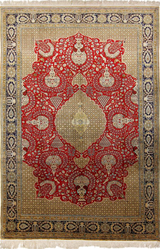 Persian Rug Qum Silk Antique 10'1"x6'9" 10'1"x6'9", Persian Rug Knotted by hand