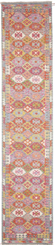 Tapete afegão Kelim Afghan 393x84 393x84, Tapete persa Tecido à mão