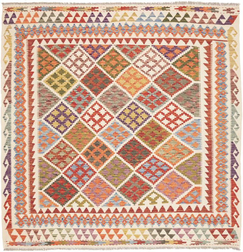 Afghanska mattan Kilim Afghan 210x207 210x207, Persisk matta handvävd 