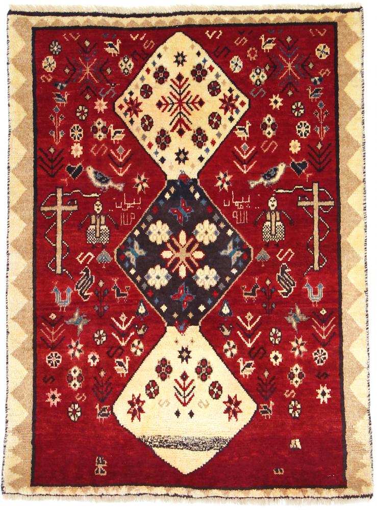 Tapete persa Ghashghai 128x93 128x93, Tapete persa Atado à mão