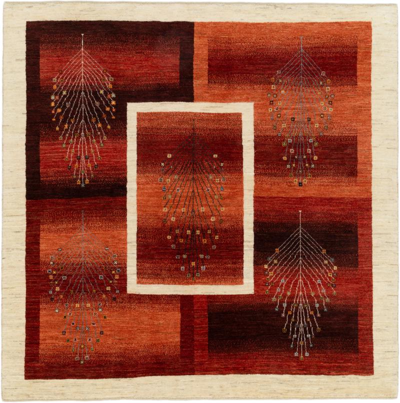 Tapis persan Persan Gabbeh Kashkuli 199x200 199x200, Tapis persan Noué à la main