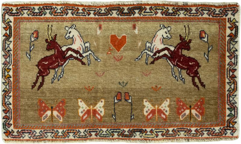 Tapis persan Persan Gabbeh Ghashghai 47x79 47x79, Tapis persan Noué à la main