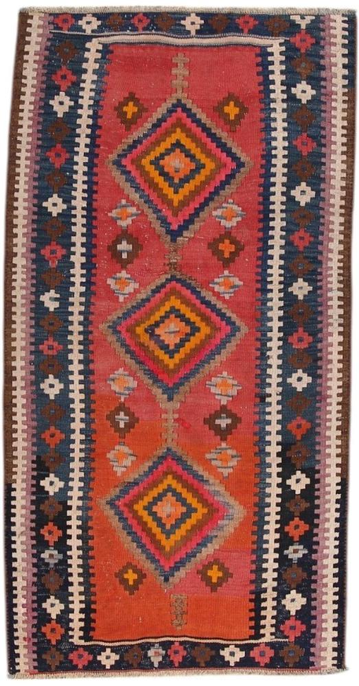 Persisk tæppe Kelim Fars Antikke 219x114 219x114, Persisk tæppe Håndvævet