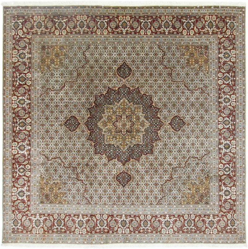 Tapete persa Tabriz 251x248 251x248, Tapete persa Atado à mão