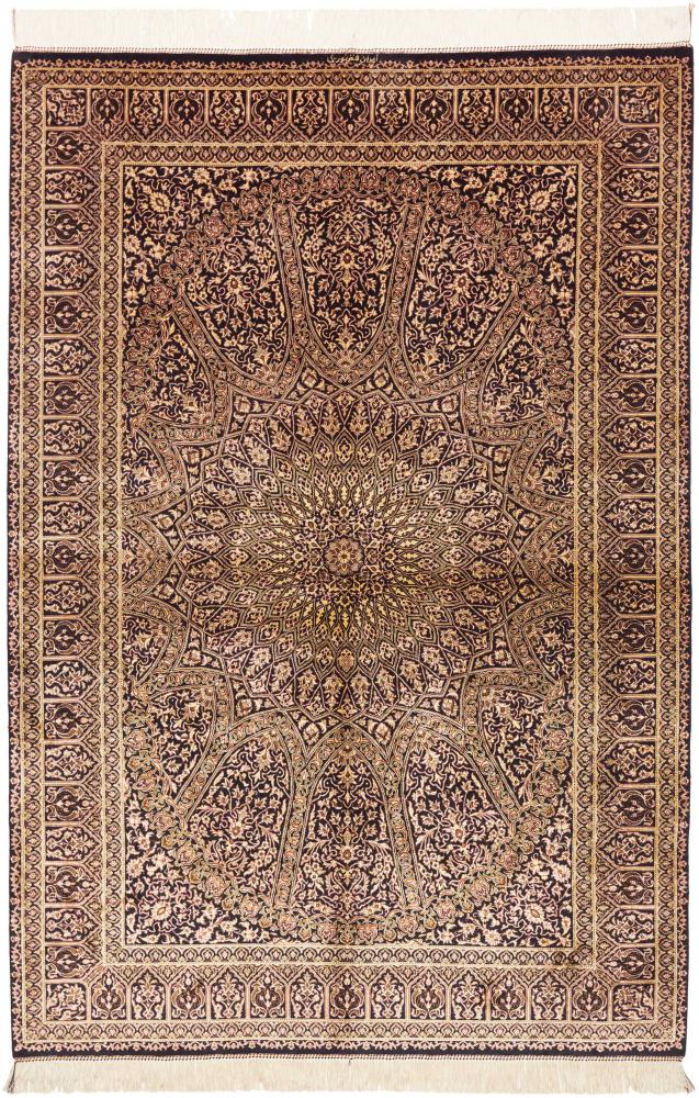 Persian Rug Qum Silk 6'6"x4'5" 6'6"x4'5", Persian Rug Knotted by hand