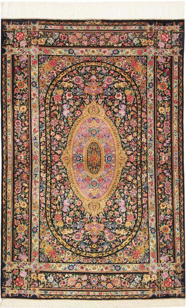 Persisk tæppe Ghom Silke 150x101 150x101, Persisk tæppe Knyttet i hånden