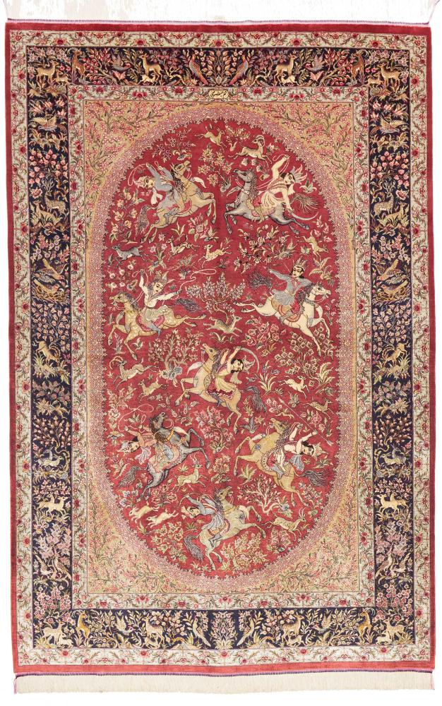 Persisk tæppe Ghom Silke 203x134 203x134, Persisk tæppe Knyttet i hånden