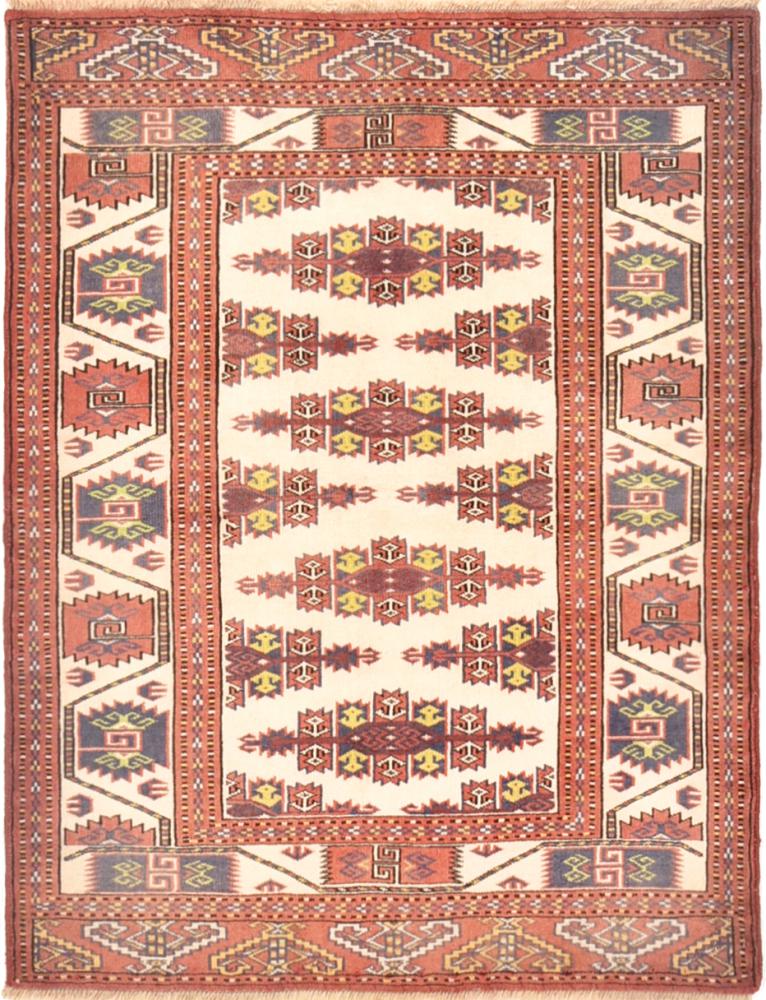 Persian Rug Turkaman 4'0"x3'1" 4'0"x3'1", Persian Rug Knotted by hand
