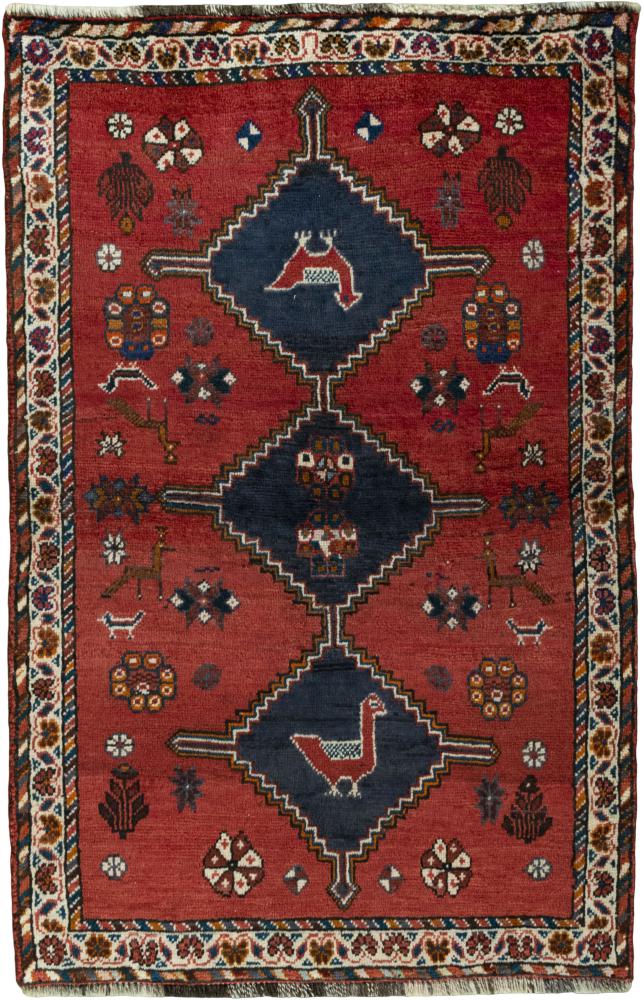 Persian Rug Shiraz 4'11"x3'4" 4'11"x3'4", Persian Rug Knotted by hand