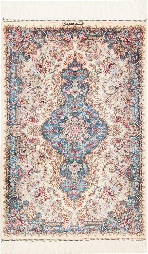 Perzisch tapijt Qum Zijde 89x58 89x58, Perzisch tapijt Handgeknoopte