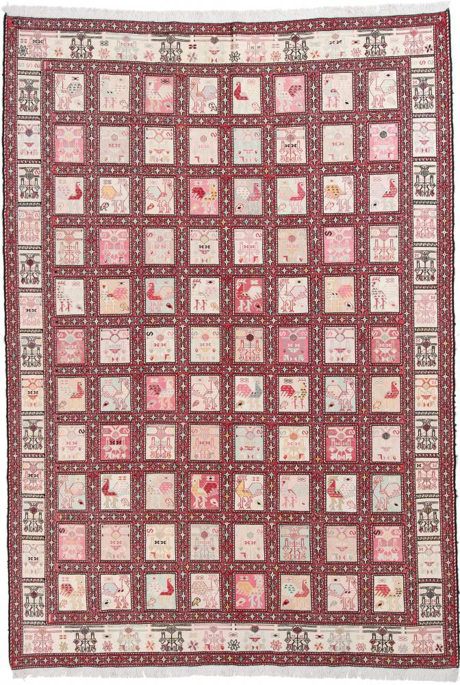 Tapete persa Kilim Ardebil Seda 9'7"x6'8" 9'7"x6'8", Tapete persa Atado à mão