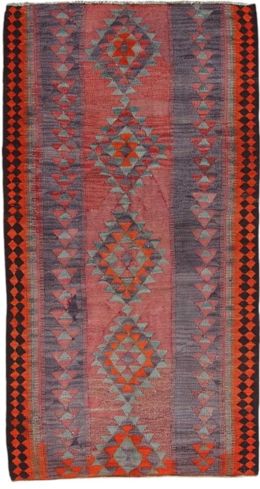 Persisk tæppe Kelim Fars Antikke 261x141 261x141, Persisk tæppe Håndvævet