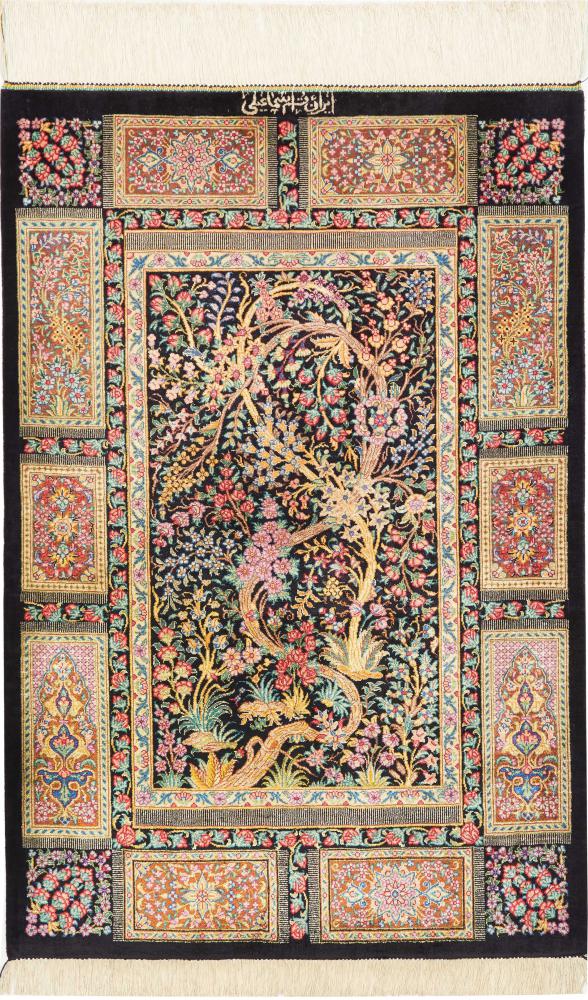 Perzisch tapijt Qum Zijde 91x59 91x59, Perzisch tapijt Handgeknoopte