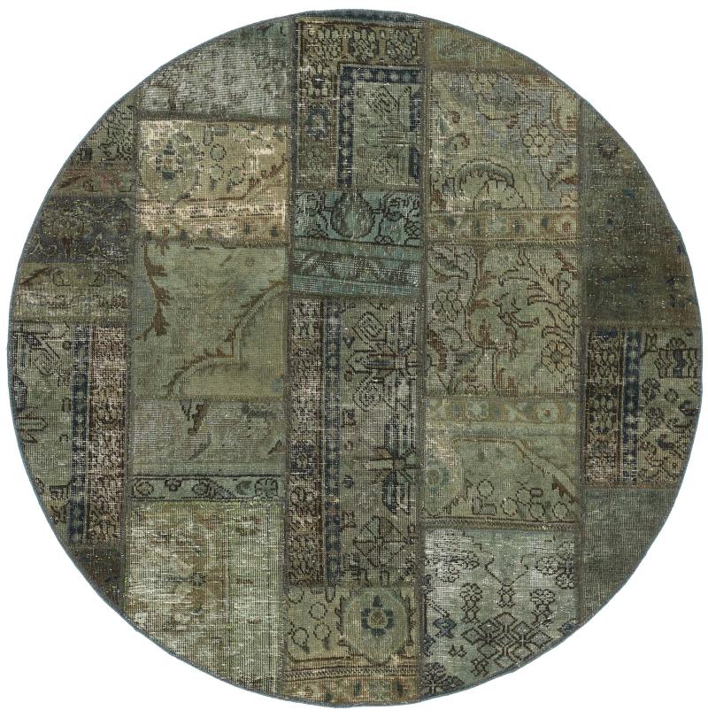 Persian Rug Patchwork 4'11"x4'11" 4'11"x4'11", Persian Rug Knotted by hand