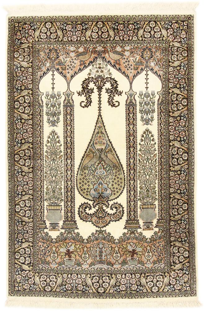 Indisk tæppe Kashmir Silke 191x126 191x126, Persisk tæppe Knyttet i hånden