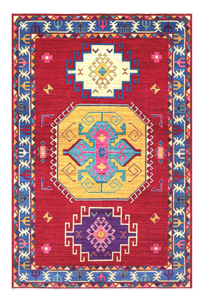 Tapis pakistanais Kazak 306x203 306x203, Tapis persan Noué à la main