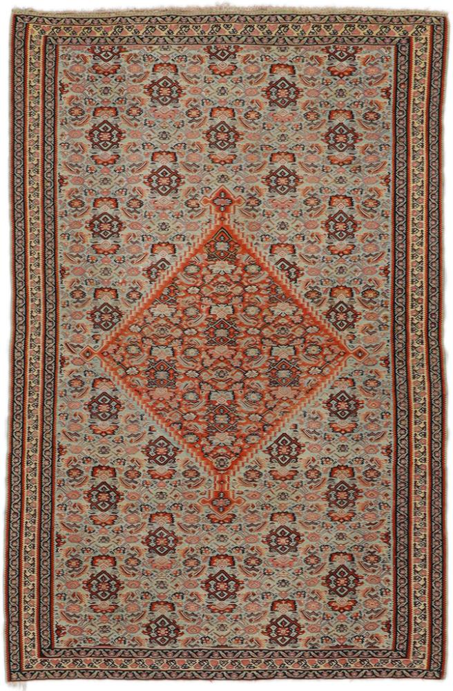 Tapete persa Kilim Fars Senneh Antigo 194x126 194x126, Tapete persa Atado à mão