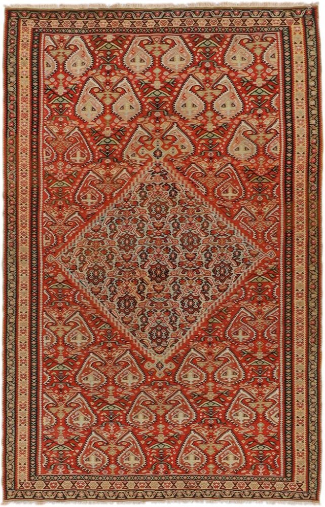 Tapete persa Kilim Fars Senneh Antigo 6'8"x4'4" 6'8"x4'4", Tapete persa Atado à mão