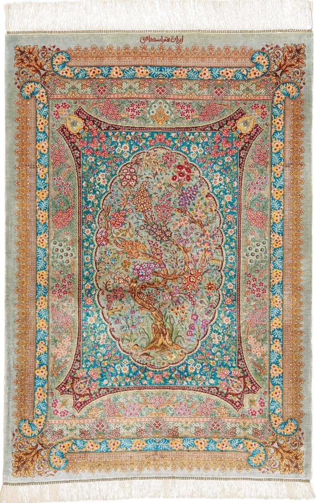 Persialainen matto Ghom Silkki 116x81 116x81, Persialainen matto Solmittu käsin