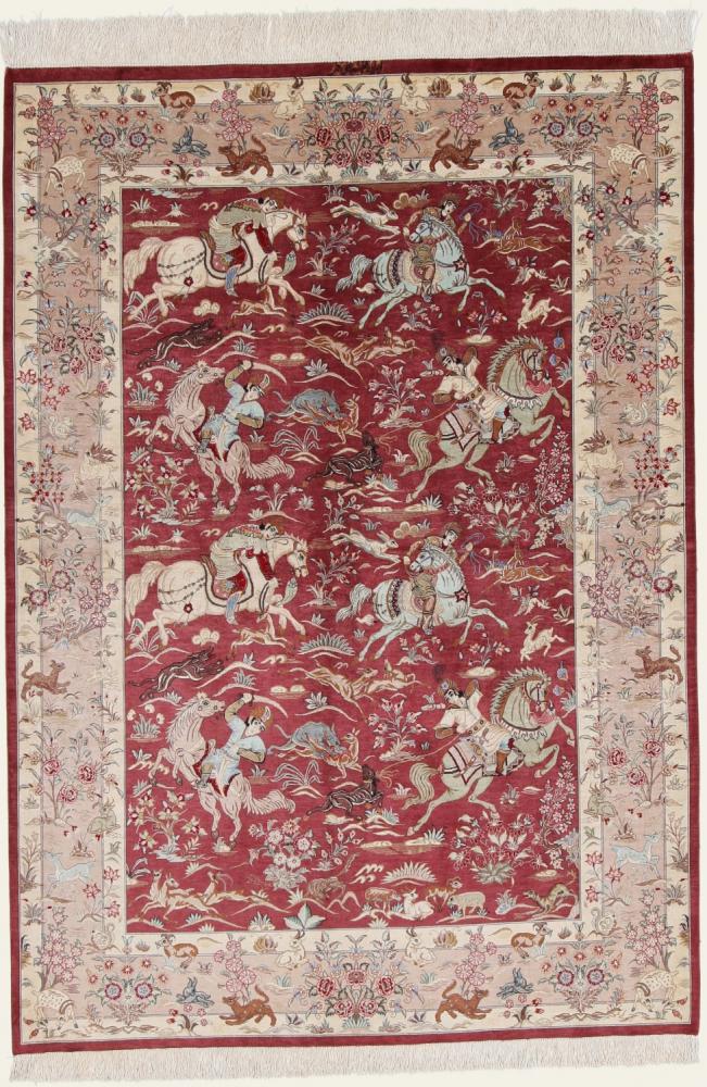 Perzisch tapijt Qum Zijde Schojaifar 196x138 196x138, Perzisch tapijt Handgeknoopte