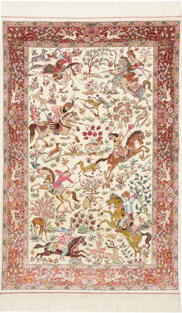 Persisk tæppe Ghom Silke 152x101 152x101, Persisk tæppe Knyttet i hånden