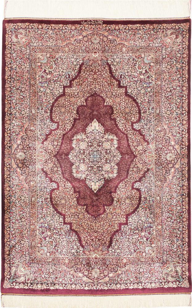 Persisk tæppe Ghom Silke 144x99 144x99, Persisk tæppe Knyttet i hånden