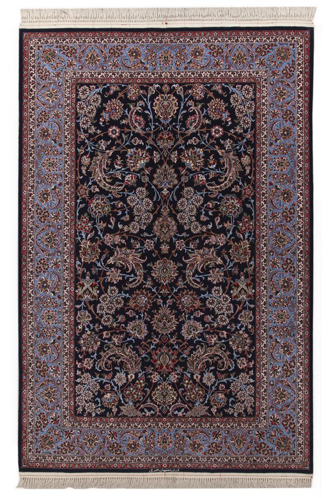 Tapete persa Isfahan Fio de Seda 7'7"x4'11" 7'7"x4'11", Tapete persa Atado à mão