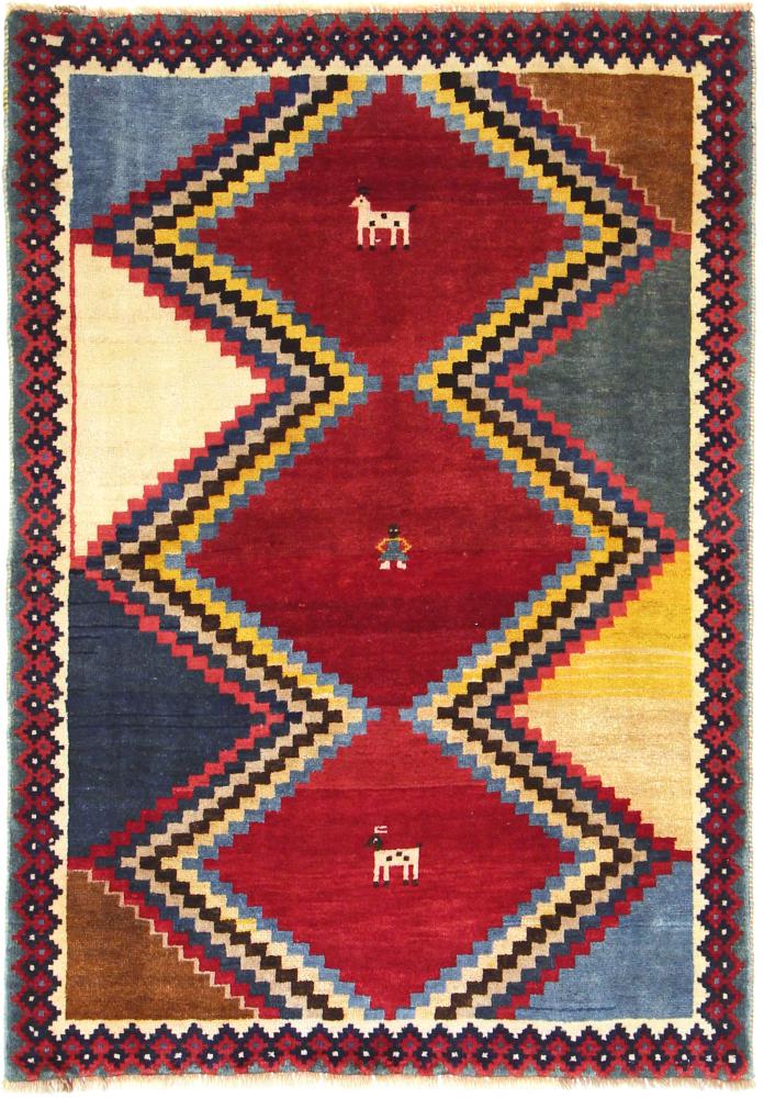 Tapete persa Ghashghai 141x101 141x101, Tapete persa Atado à mão