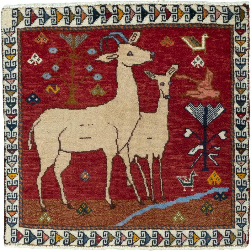 Alfombra persa Persia Gabbeh Ghashghai 61x64 61x64, Alfombra persa Anudado a mano