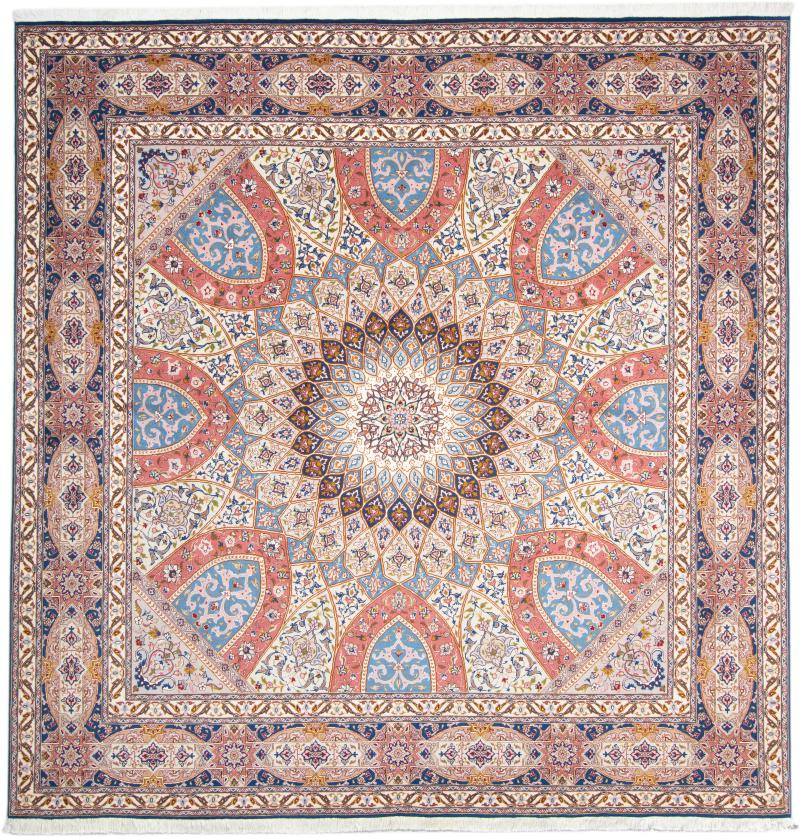 Tapete persa Tabriz 50Raj 253x247 253x247, Tapete persa Atado à mão