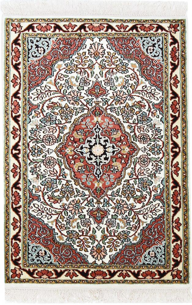 Tapis indien Cachemire Pure Soie 92x63 92x63, Tapis persan Noué à la main