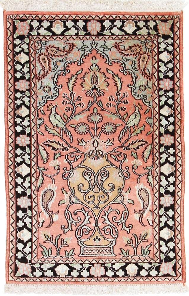 Tapete indiano Kashmir Pura Seda 91x64 91x64, Tapete persa Atado à mão