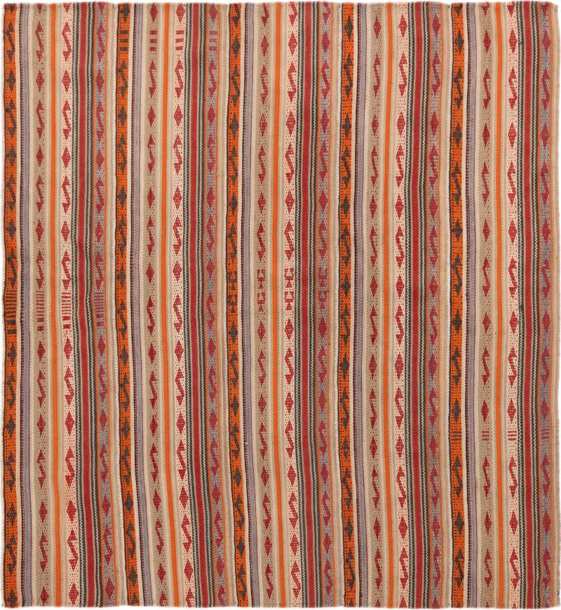 Persisk tæppe Kelim Fars Jajim Gamle 150x138 150x138, Persisk tæppe Håndvævet