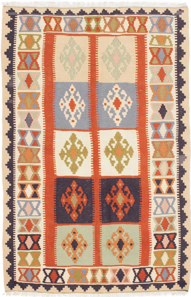 Tapete persa Kilim Fars 5'0"x3'3" 5'0"x3'3", Tapete persa Tecido à mão