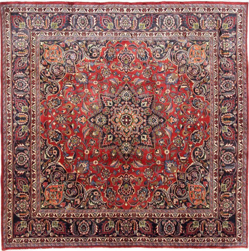 Persian Rug Mashhad 9'7"x9'7" 9'7"x9'7", Persian Rug Knotted by hand