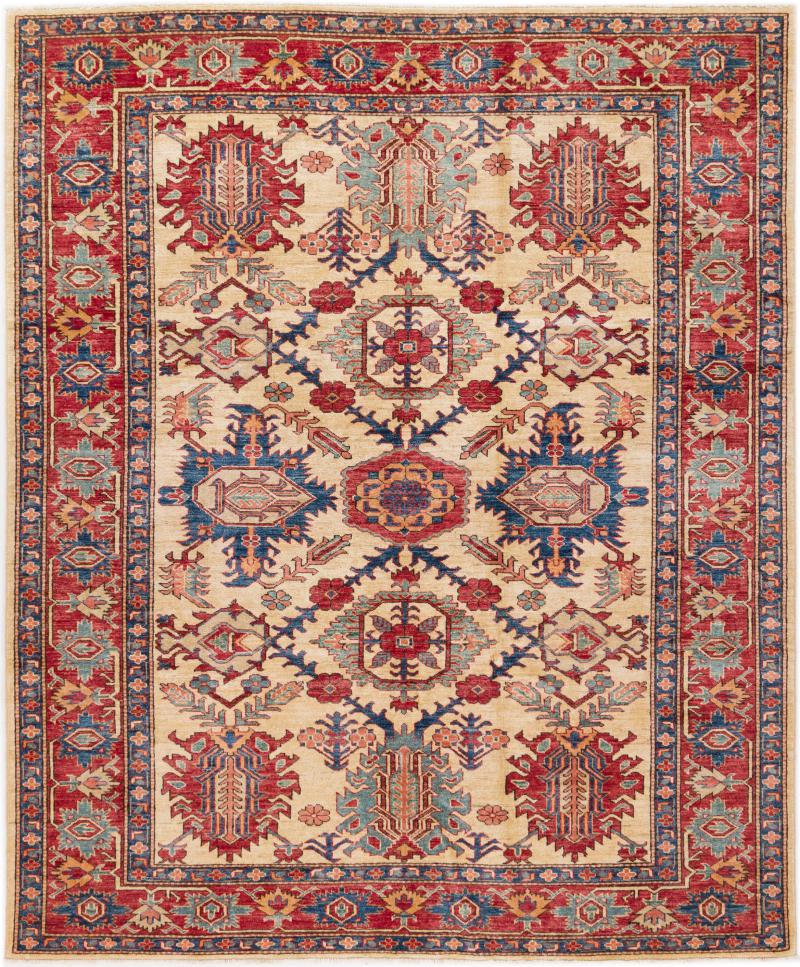 Afghanska mattan Super Kazak 220x181 220x181, Persisk matta Knuten för hand