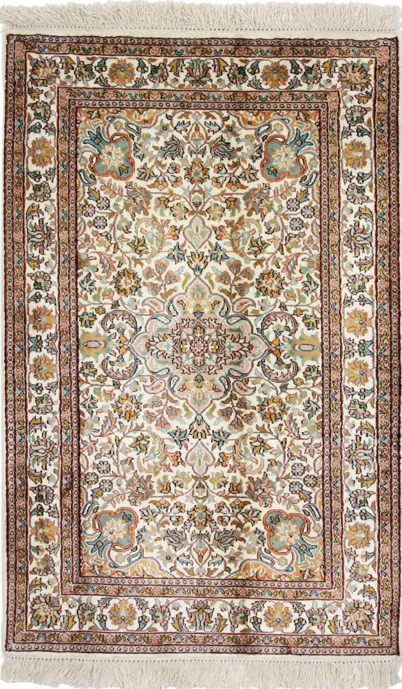 Indo rug Kashmir Silk 4'1"x2'7" 4'1"x2'7", Persian Rug Knotted by hand